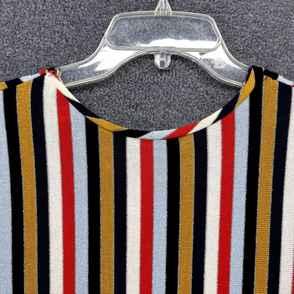 ZARA Dress Woman Medium Striped Stretch Knit Blue Red Collection round neck - Picture 8 of 15